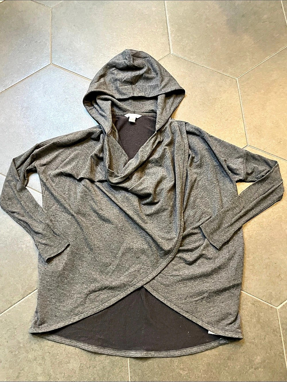 Athleta Purana Wrap Sweatshirt Women's Cowl Neck Hoodie Gray Medium